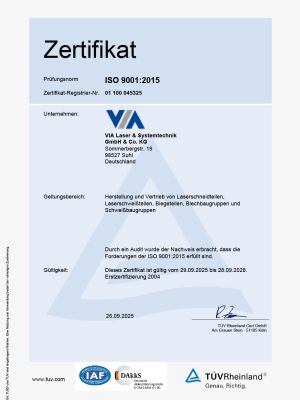 zertifikat via laser & systemtechnik